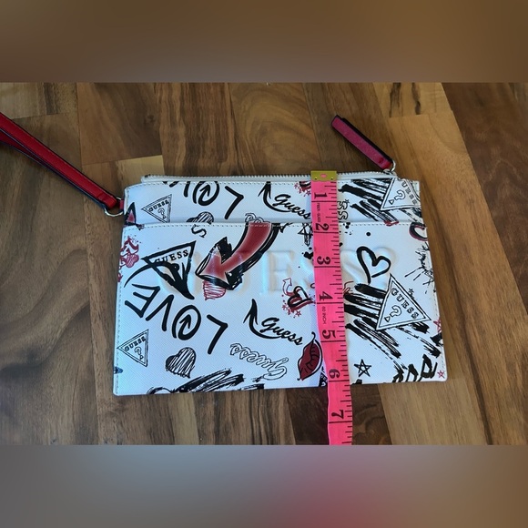 Guess Graphic White and Red Clutch - Picture 6 of 7